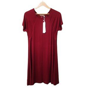 Women's Glamix Casual Midi Nursing Dress -Burgundy S
